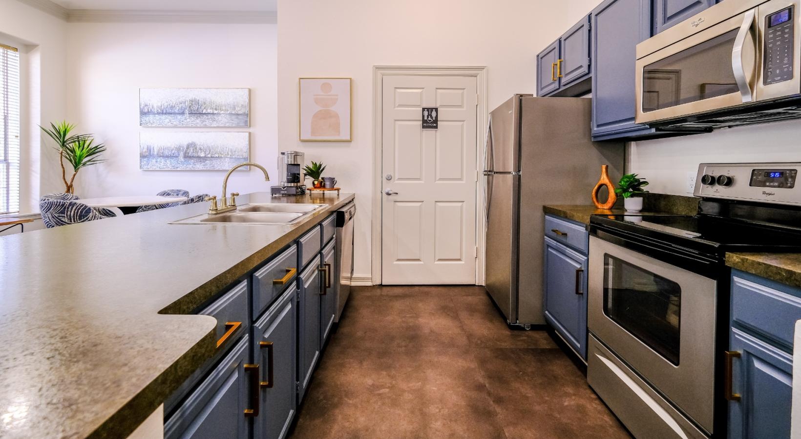 Quick access to state-of-the-art amenities large clubhouse kitchen