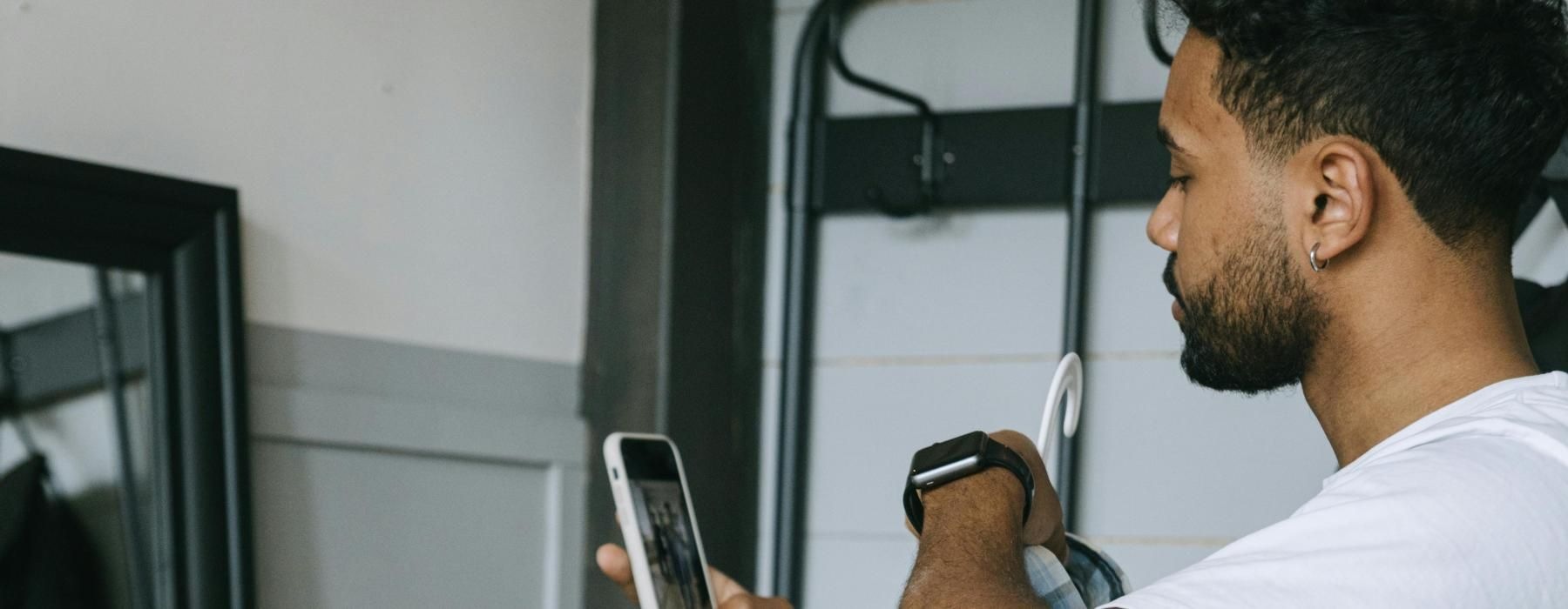 a man holding a phone
