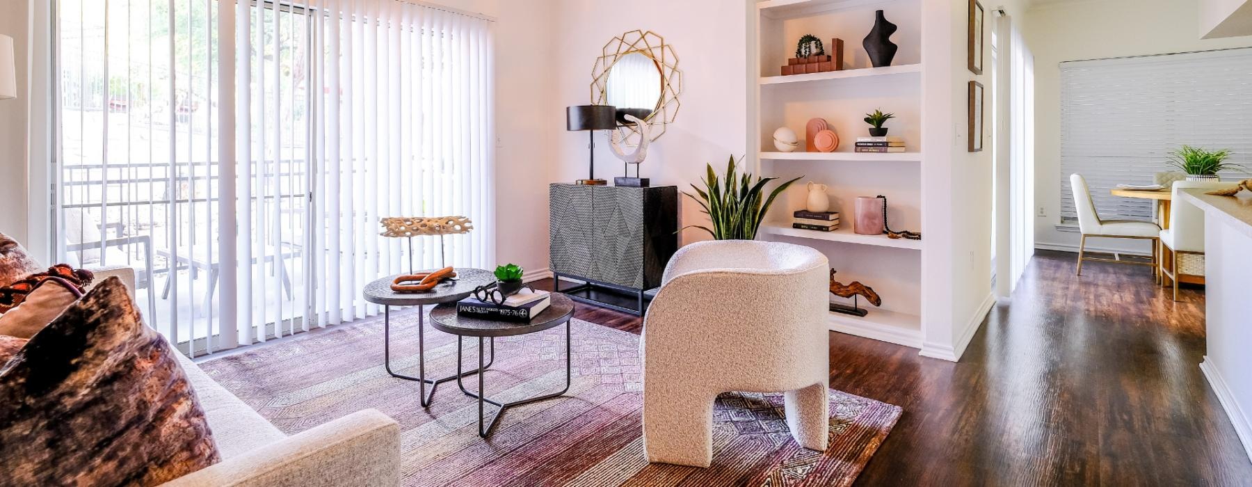 living room with access to private patio