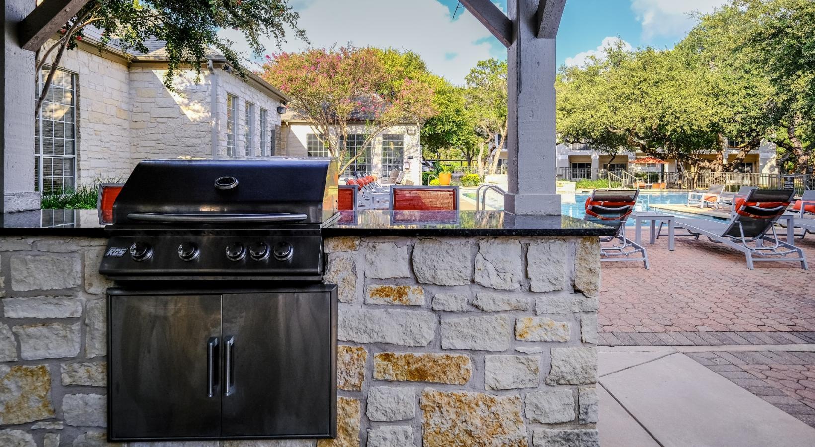 Relax and unwind poolside outdoor grill next to pool